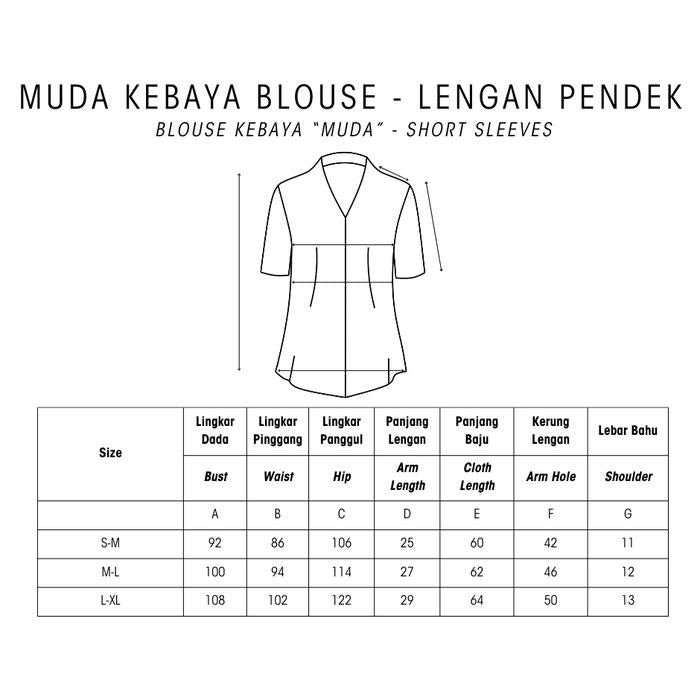 Ulur Wiji - Kebaya Blouse Wanita MUDA Short Sleeves Batik Tulis Warna Alam