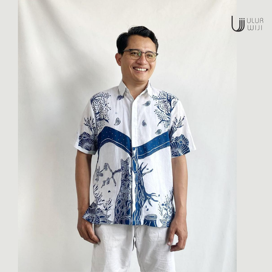 Ulur Wiji - Kemeja Pria HUTAN Short Sleeves Batik Tulis Warna Alami