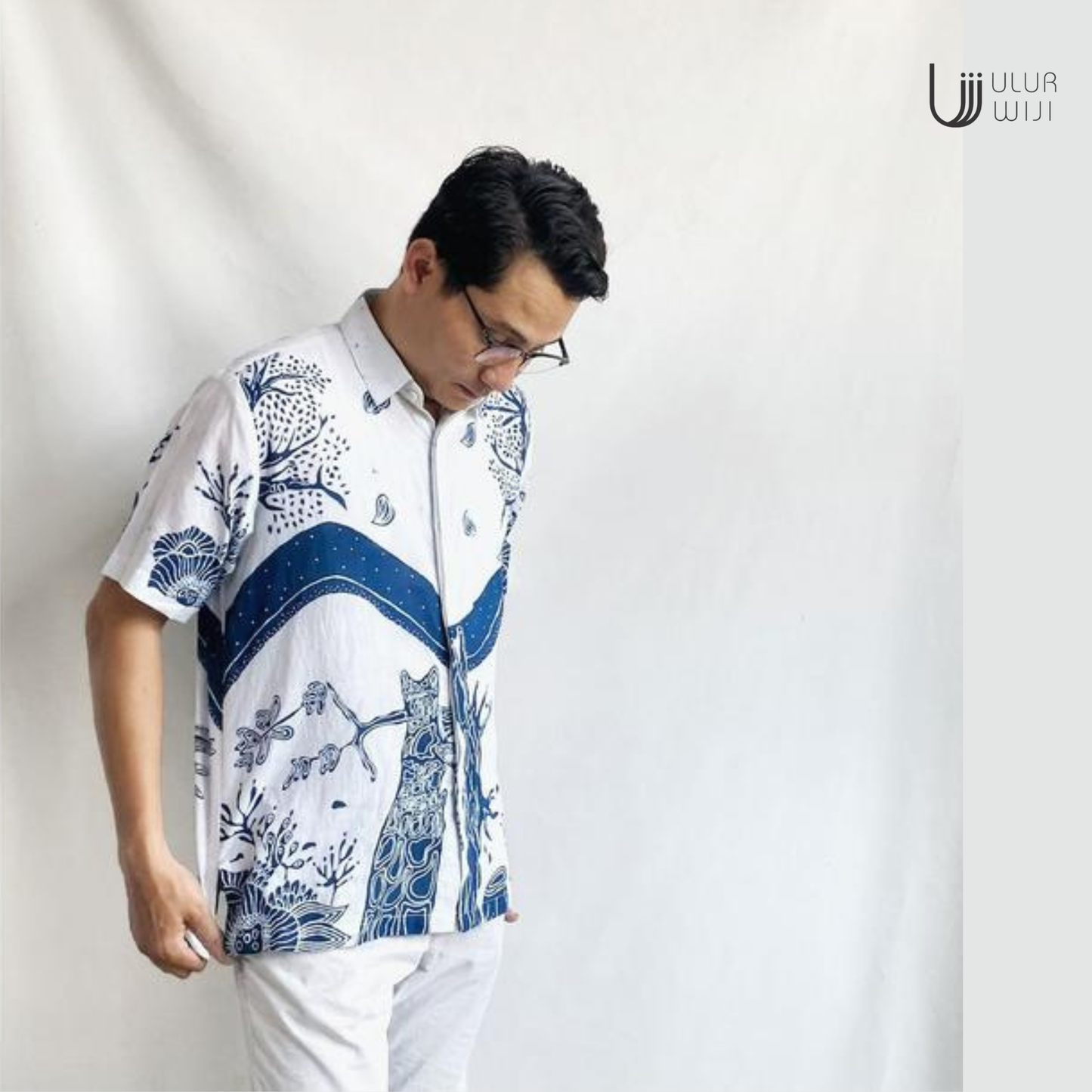 Ulur Wiji - Kemeja Pria HUTAN Short Sleeves Batik Tulis Warna Alami
