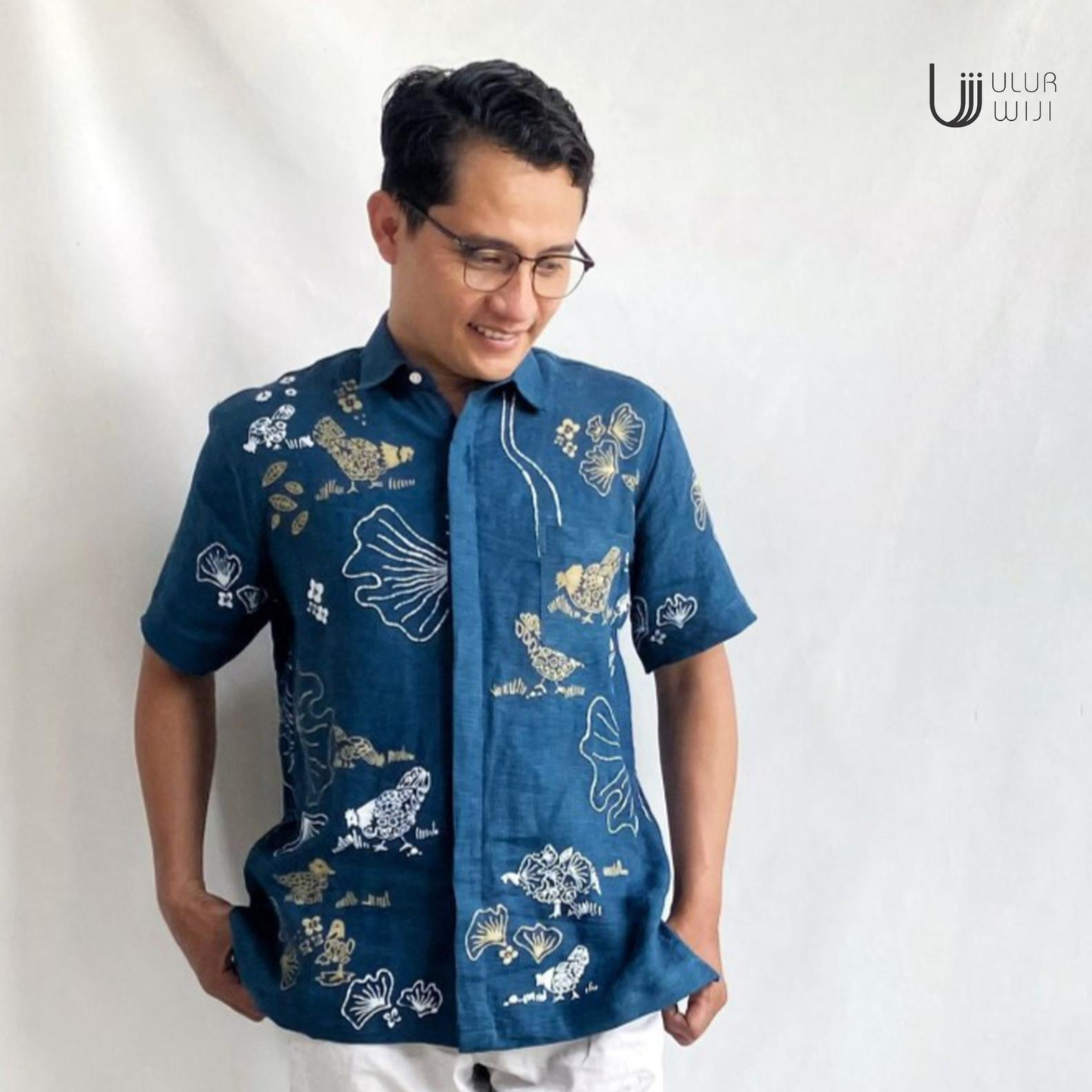 Ulur Wiji - Kemeja Pria ANGON Short Sleeves Batik Tulis Warna Alami