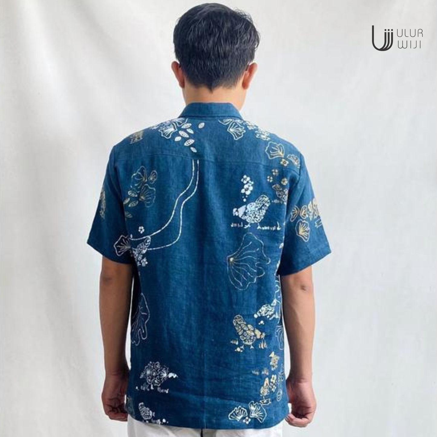 Ulur Wiji - Kemeja Pria ANGON Short Sleeves Batik Tulis Warna Alami