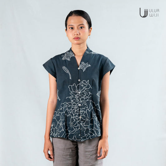 Ulur Wiji - Kebaya Blouse Wanita LILY Lengan Topi Batik Tulis Warna Alami