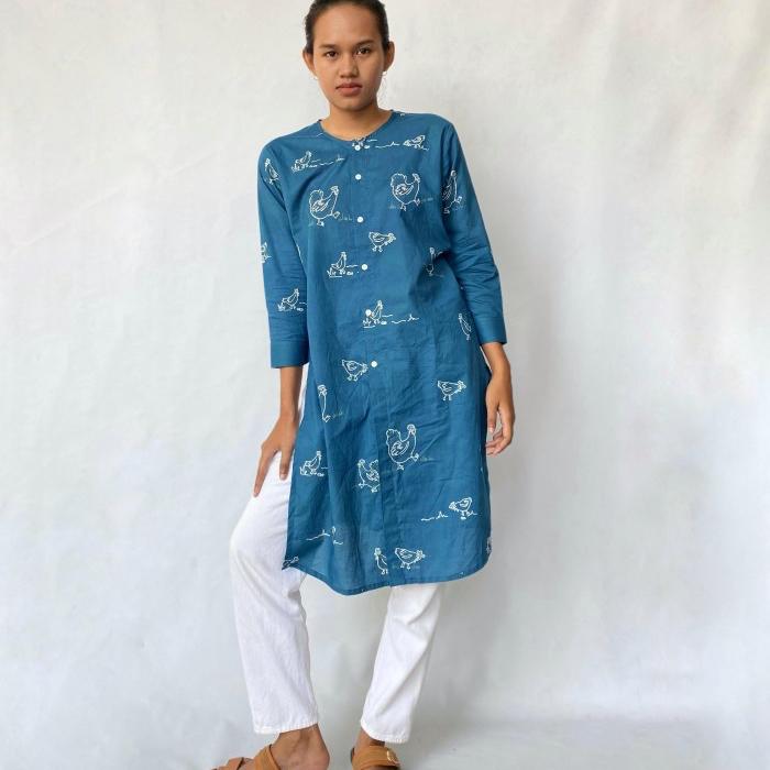 Ulur Wiji - Tunik ANGON Lengan 7/8 Batik Tulis Warna Alami