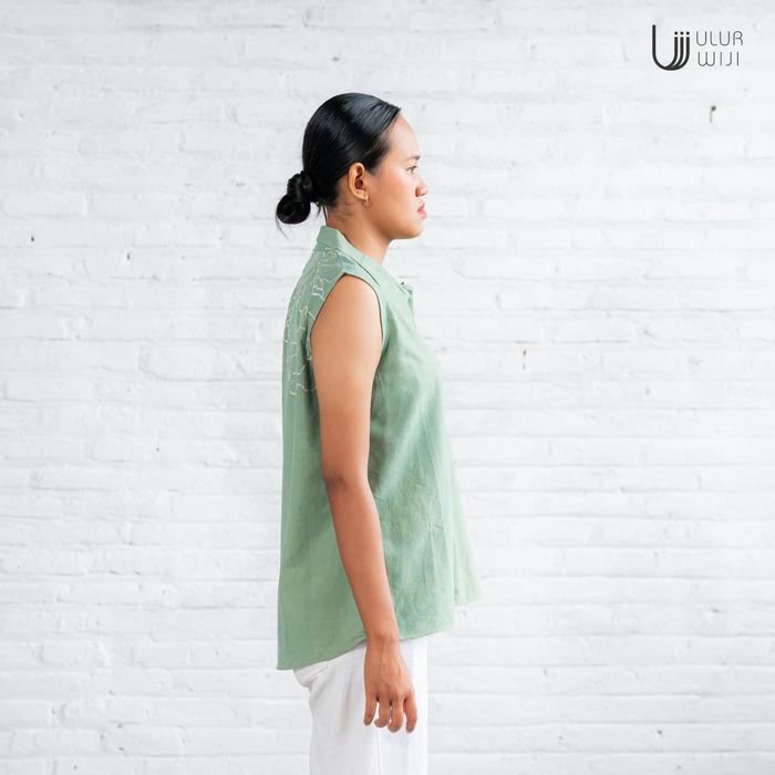 Ulur Wiji - Women's LILY Sleeveless Blouse - Natural Dye Hand-drawn Batik