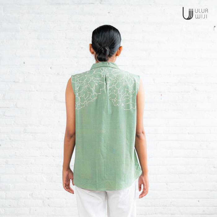 Ulur Wiji - Women's LILY Sleeveless Blouse - Natural Dye Hand-drawn Batik