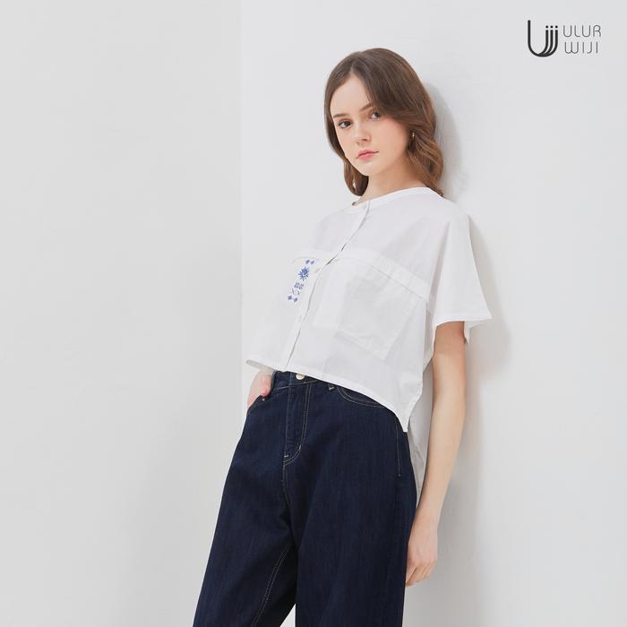 Ulur Wiji - White METAMORPH Crop Top Embroidery