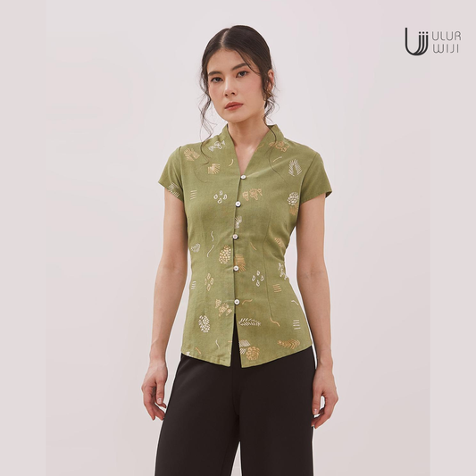 Ulur Wiji - Kebaya Pendek TEDUH Lengan Topi Slimfit Batik Tulis Warna Alami