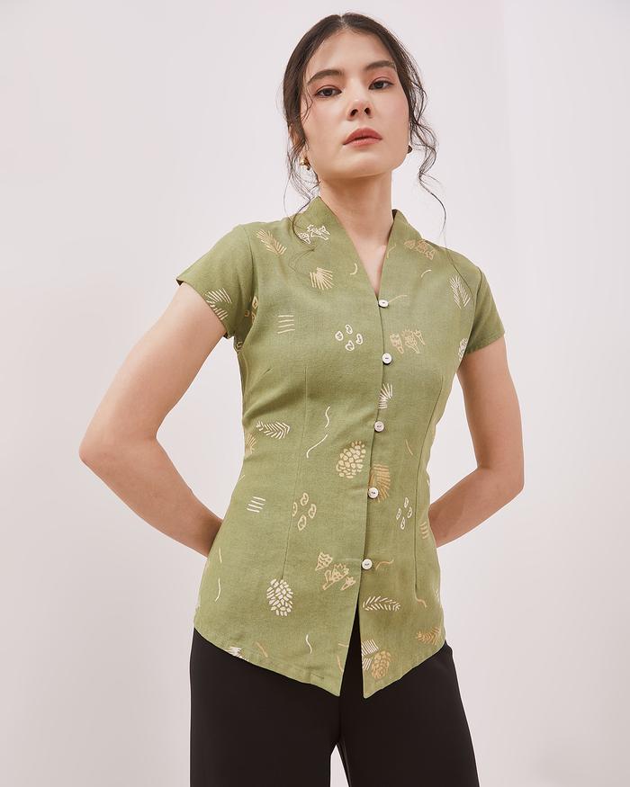 Ulur Wiji - Kebaya Pendek TEDUH Lengan Topi Slimfit Batik Tulis Warna Alami