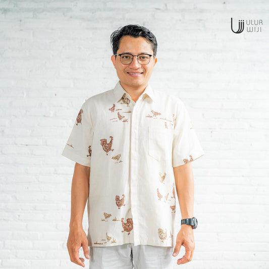 Ulur Wiji - Men's BABON Hand-Drawn Batik Shirt, Natural Dyes