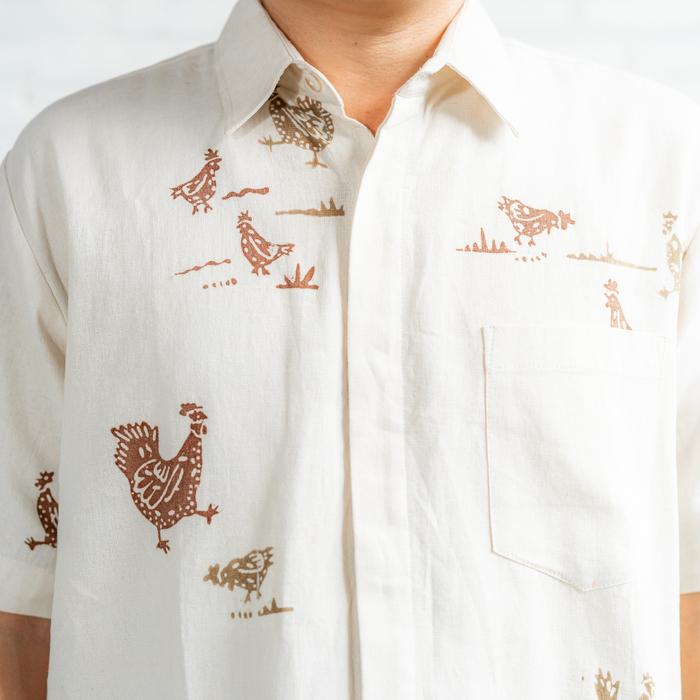 Ulur Wiji - Men's BABON Hand-Drawn Batik Shirt, Natural Dyes