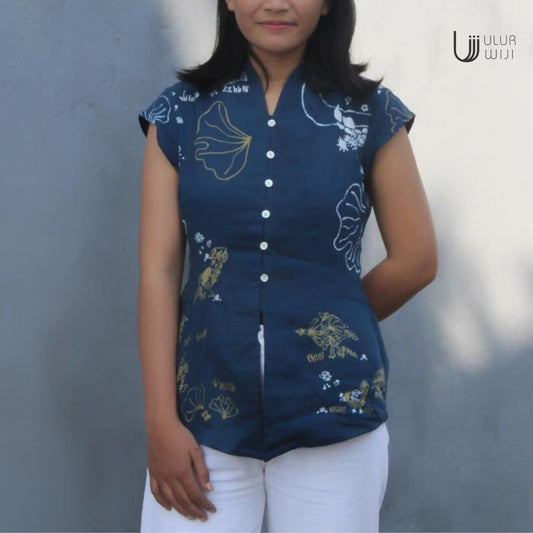 Ulur Wiji - Kebaya Blouse Lengan Topi ANGON - Batik Tulis Warna Alami